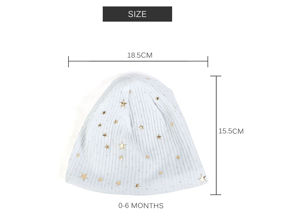 Geebro Baby Girls Boys Ribbed Splatter Paint Star Print Beanies Infant Newborn Winter Warm Cotton Hats Baggy Caps Unisex DQ943