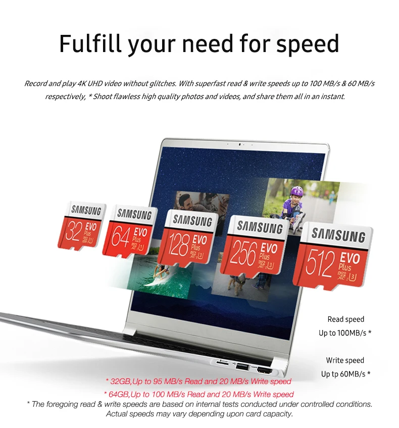 100% Оригинал SAMSUNG micro sd 128 ГБ EVO Plus класс 10 U1 32 Гб 64 U3 256 516 карта памяти MicroSD для