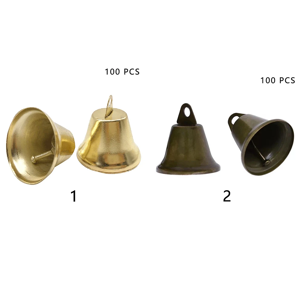 100 Pcs Crafts Christmas Bell Multipurpose Party 38mm DIY Housebreaking Pendant Iron Vintage Hanging Crisp Clear Tree Decoration