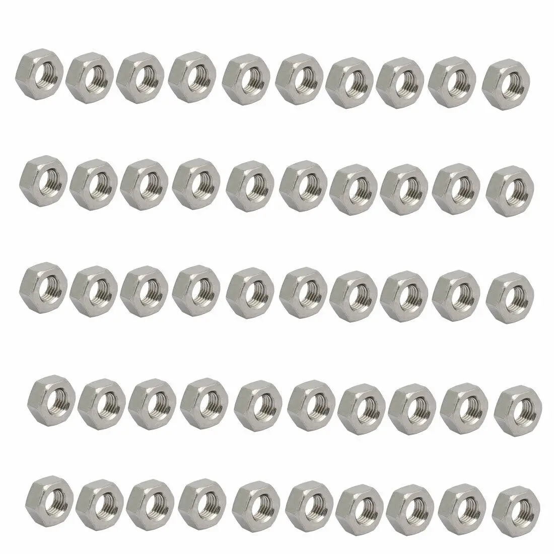

50pcs M6 x 0.75mm Pitch Metric Fine Thread 304 Stainless Steel Hex Nuts