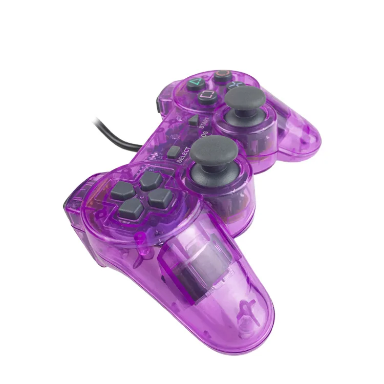 Wired Gamepad For Sony PS2 Controller Double Shock  Joystick Transparent Joypad