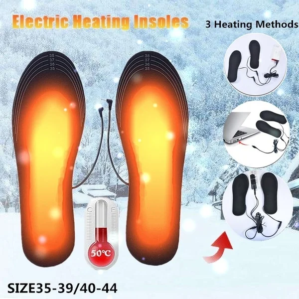 

USB Electric Powered Plush Fur Heating Insoles Winter Keep Warm Foot Shoes data line + Insole For Men And Women 1Pair
