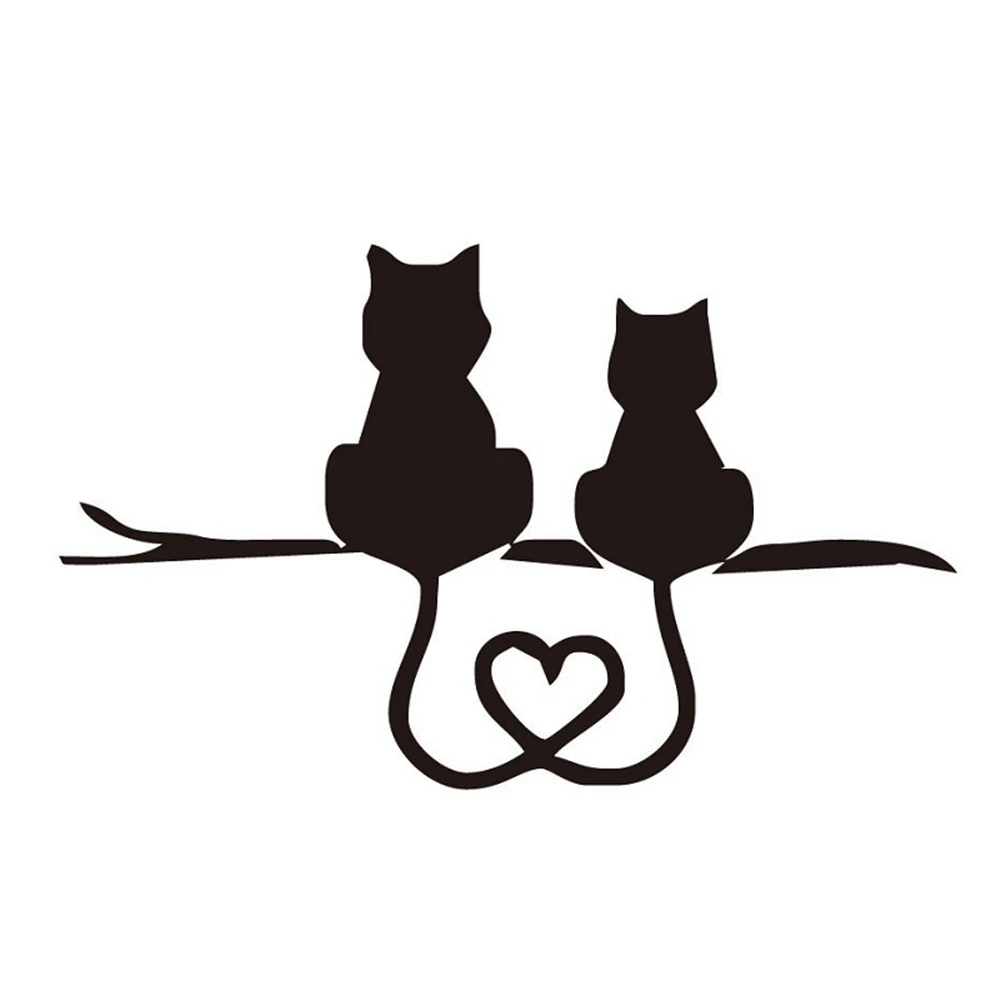 

Car Styling Cartoon Funny Two Kittens LOVE Cat Reflective Stickers Car Stickers For Truck SUV Door Side Window Car Accessories