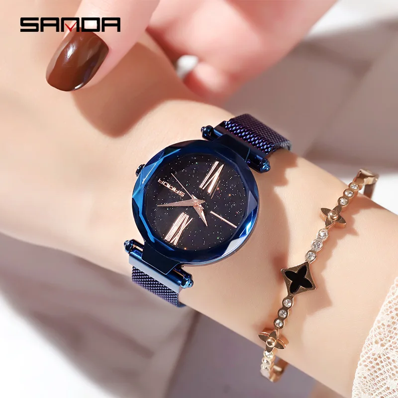 

stylish blue starry sky magnetic watch quartz designer luxury brand wrist watches for women dropshipping new 2019 hot selling