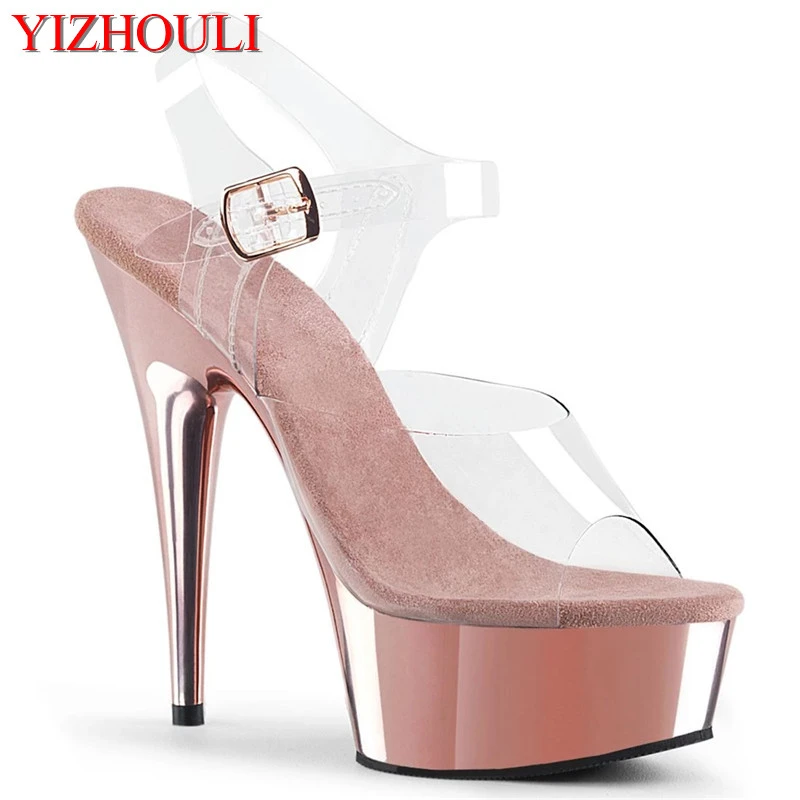 Sandalias para club nocturno, tacones galvanizados de 15cm, color oro rosa de pulgadas, zapatos baile|Calzado de baile| - AliExpress