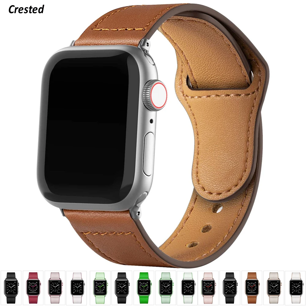 Ремешок кожаный для Apple watch band 44 мм 40 браслет из натуральной кожи iWatch 42 38 series 5 4 3 2 SE