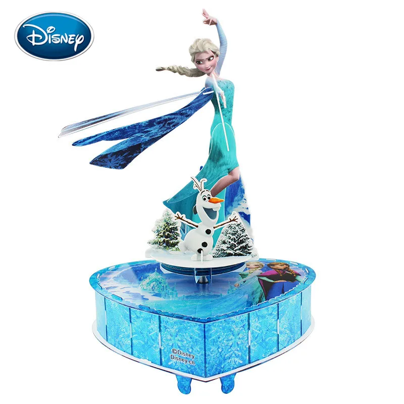 Disney Замороженная Принцесса Аиша трёхмерная головоломка-пазл музыкальная шкатулка Сделай Сам Детские развивающие игрушки, мозаика - Цвет: Color1