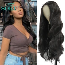 Body Wave Wig Lace Front Wig Middle Part Synthetic Wig With Baby Hair SOKU Natural Color Heat Resistant Hair For Black Women