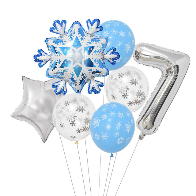 Set Snowflake Number Foil Balloons Confetti Latex Balloon Winter Kids Birthday Party Decoration Elsa Frozen Party Supplies