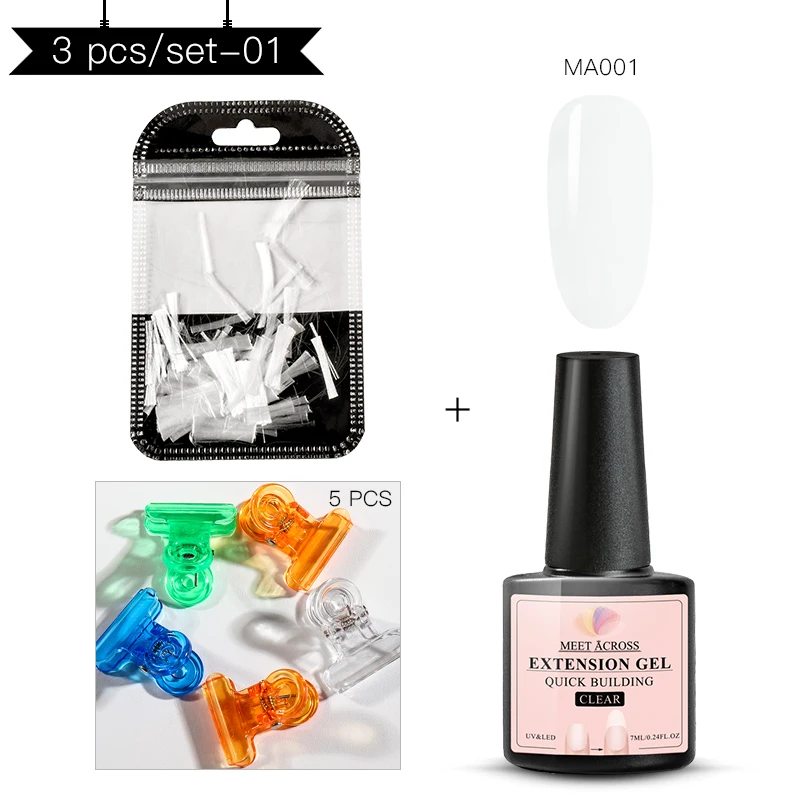 MEET ACROSS Poly Nail Gel Polish Set LED Clear UV Extension Nail Varnish Art Kit Quick Building For Nails Manicure Tool - Цвет: TZH05158