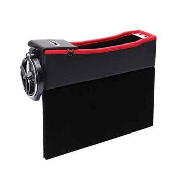 

1pc Storage Box Auto Seat Gap Collector Cup Holder Organizer Red+Black