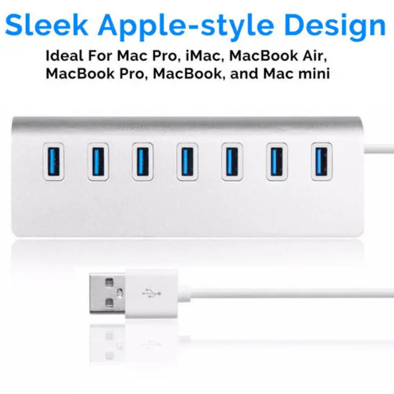 7 портов адаптер концентратор Алюминиевый сплав USB 3,0 для Mac OS Windows PC ноутбук