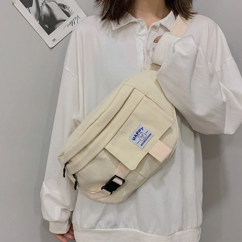 Поясная Сумка унисекс в уличном стиле Харадзюку, сумка в стиле хип-хоп, сумки на плечо, Большая вместительная Холщовая Сумка через плечо, поясные сумки