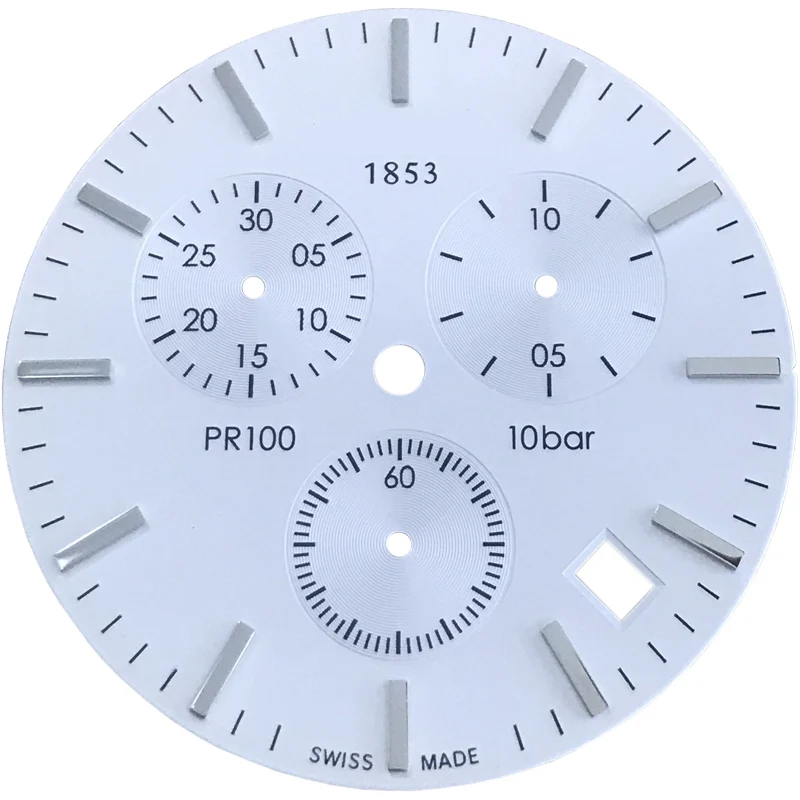 34,5 мм Циферблат для часов PR100 T101417A Мужские кварцевые часы T101 текстовые часы аксессуары T101417 запасные части - Цвет: White silver dial