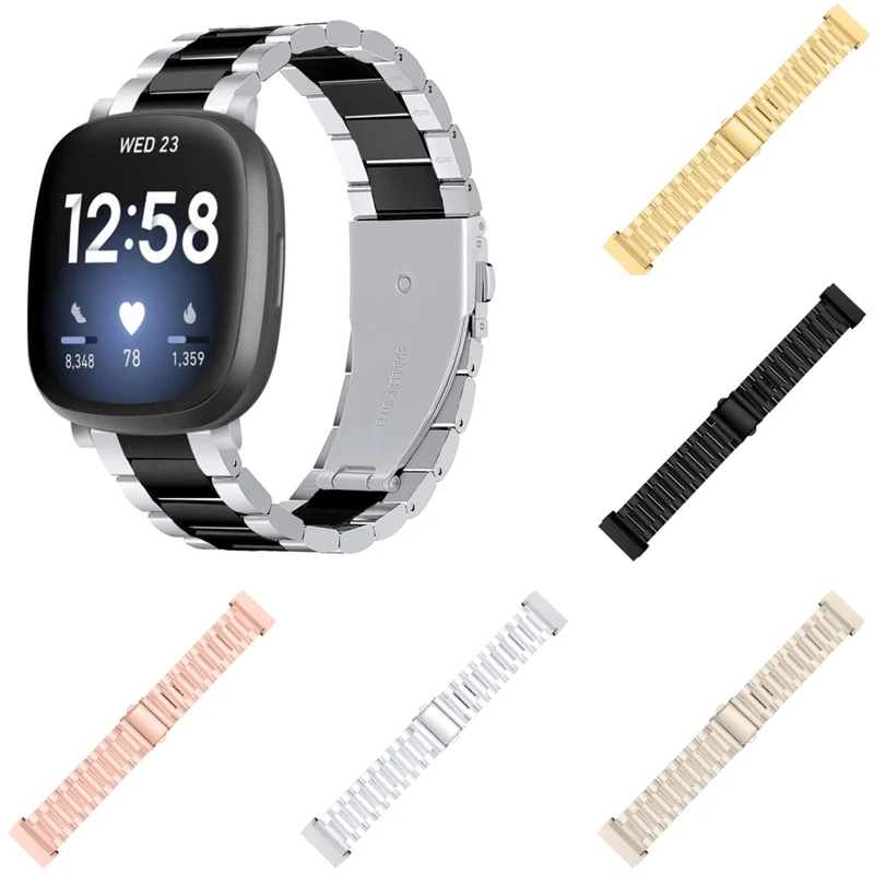 

Replacement Stainless Steel Watch Band Metal Strap for -Fitbit Versa 3 / Sense 62KA