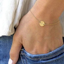 Позолоченный диск браслет письмо браслет ручной работы 13 мм Монеты Ювелирные изделия Браслеты Бохо талисманы Винтаж шевроль ножной браслет