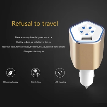 

Intelligent Output Freshener Aromatherapy USB Port Eliminate Odor Car Air Purifier Smoke Smell Metal Outlook Safe Phone Charging