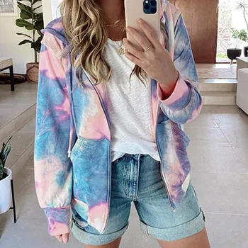 

Free Ostrich Print Zipper Sweatshirts Women Spring Autumn Female Loose Hoodies Harajuku Casual Zipper Coats