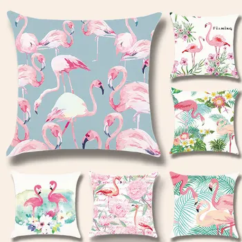 

Yaapeet 45x45cm Flamingo Cushion Cover Throw Pillow Case Sofa Bed Home Decor Square Pillow Cover Christmas Decorations