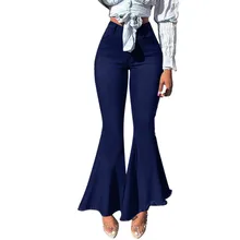 Элегантные женские джинсы с карманами на молнии и пуговицами, повседневные джинсовые расклешенные широкие брюки, пикантные женские брюки с оборками и высокой талией