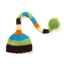 1 шт., Рождественская Детская вязаная шапка с длинным хвостом, реквизит для фотосессии новорожденных, Санта Клаус, вязаные помпоны, детские шапки, реквизит для фотосессии