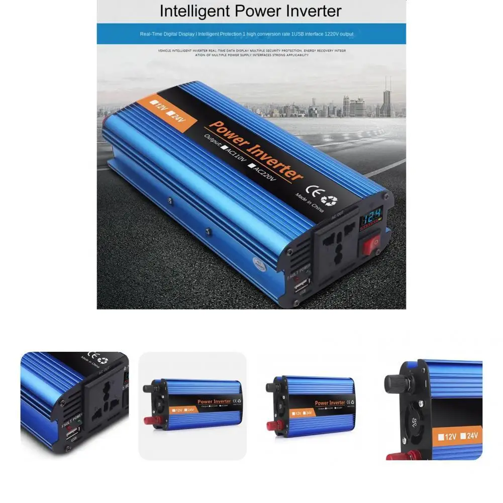 High-quality High Conversion Rate Digital Display Car Inverter Adapter 500W 12/24/36/48V to 220V Car Power Inverter