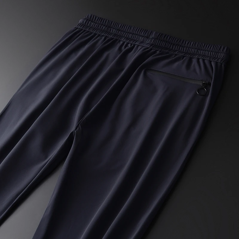 Minglu Add Velvet мужские брюки с роскошными карманами на молнии, повседневные спортивные мужские брюки, большие размеры 3XL 4XL, приталенные мужские брюки с эластичной резинкой на талии