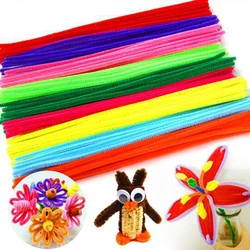 Pompones de palo de felpa de colores para niños, juguetes educativos de arcoíris hechos a mano, suministros de arte artesanal, creatividad montessori, 100 piezas