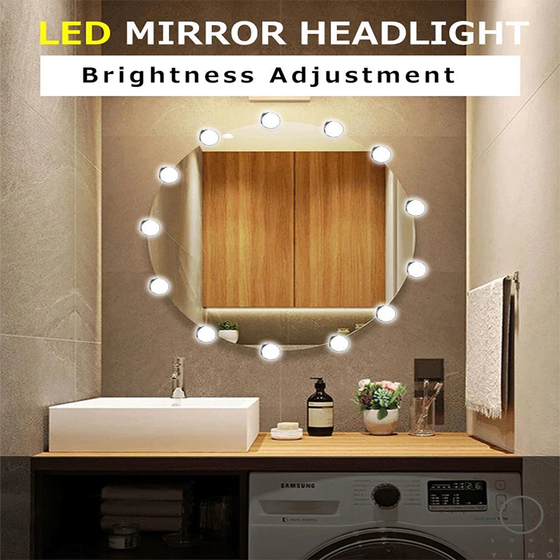 LED Makeup Mirror Light Lamp Pink Mirror Light Dimming Bathroom Changing Barber Shop Vanity Bulb Stepless Dimming
