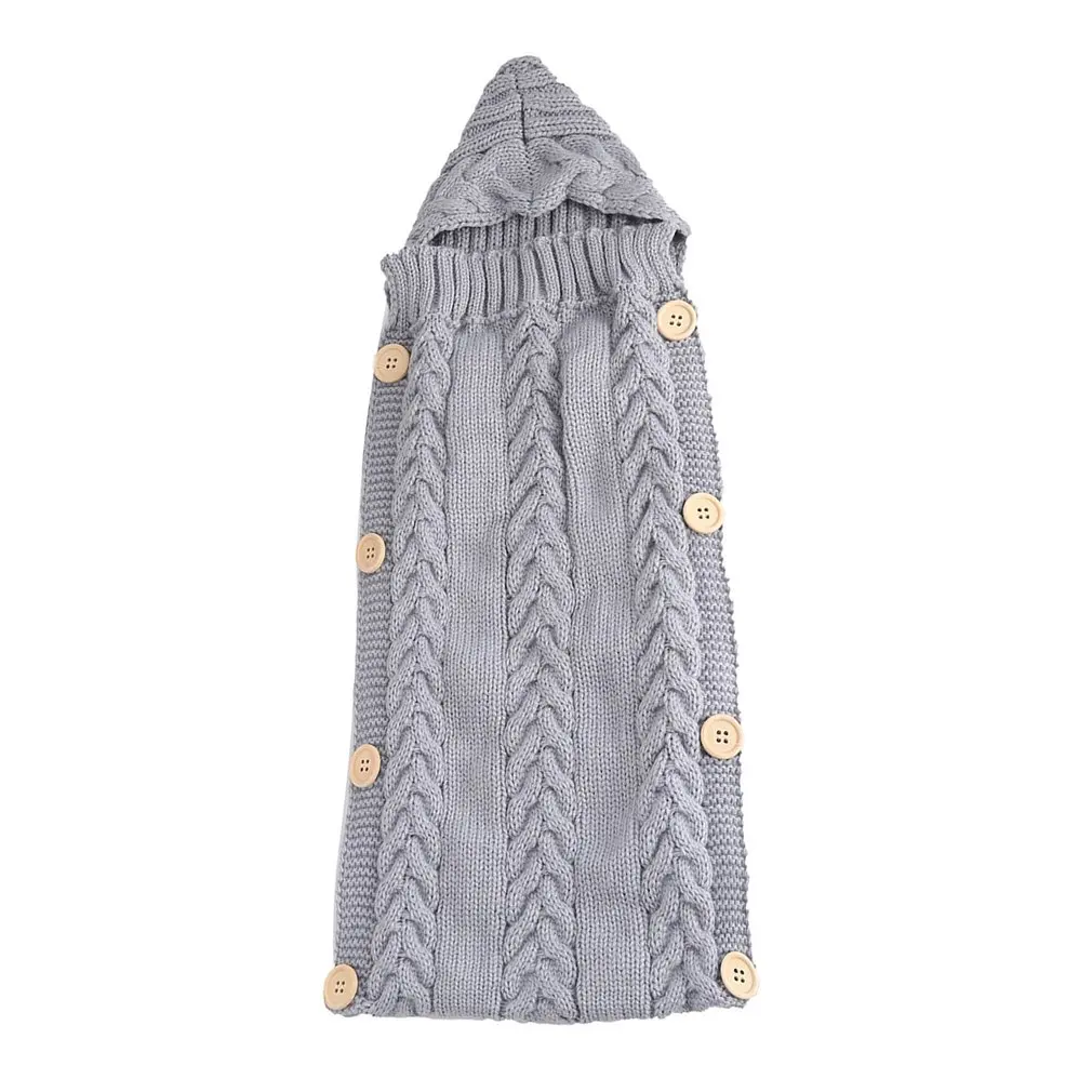 Lz245 Infant Knitted Wool Sleeping Bag Button Photography Blanket Car Sleeping Bag Comfortable Sleeping Bag