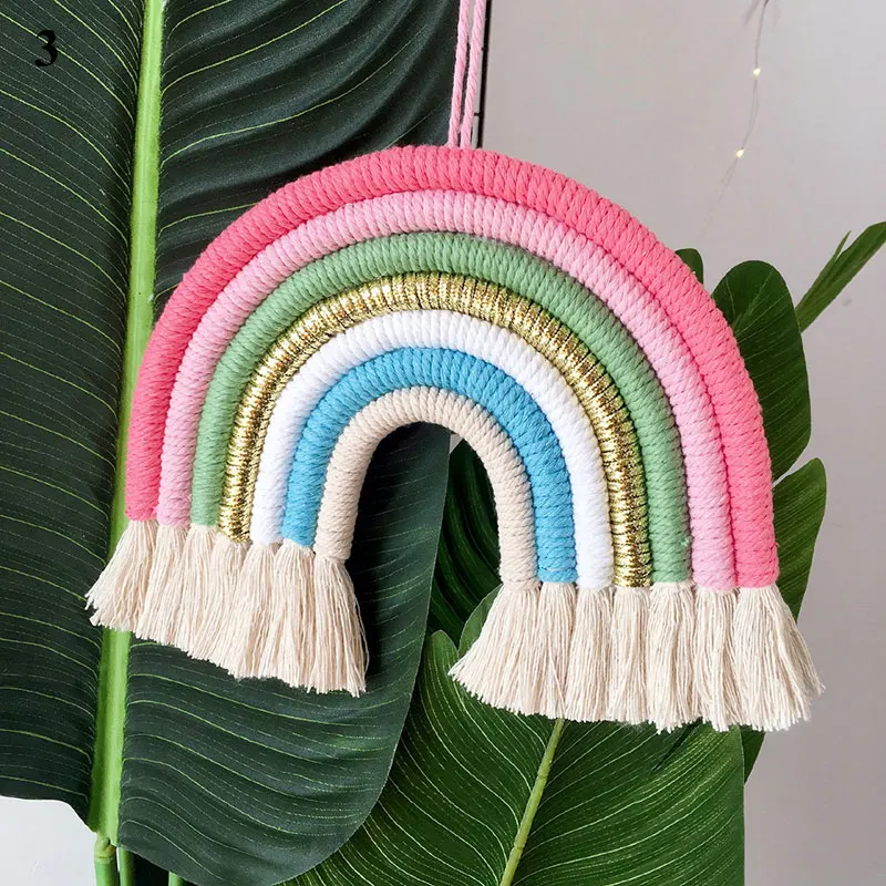 

Pendant Rainbow Decorate Beautiful Hanging Ornament Multicolor Hand Knitting Wall Decoration Adorn Christmas Holiday Party Decor