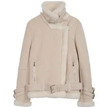 Зимняя Толстая замшевая Женская куртка на молнии, мотоциклетное замшевое кожаное пальто с карманами, женское теплое пальто из овечьей шерсти