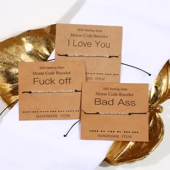 

Vercret Customized Word Morse Code Bracelet 925 Sterling silver Beads Bracelet Best Gift Drop Shipping