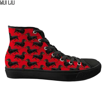 

Customized Spring Kid's Flats Shoes Cute Dog Dachshund Pattern Casual Kid Sneakers High Top Animal 4 Colors Unisex Zapatos