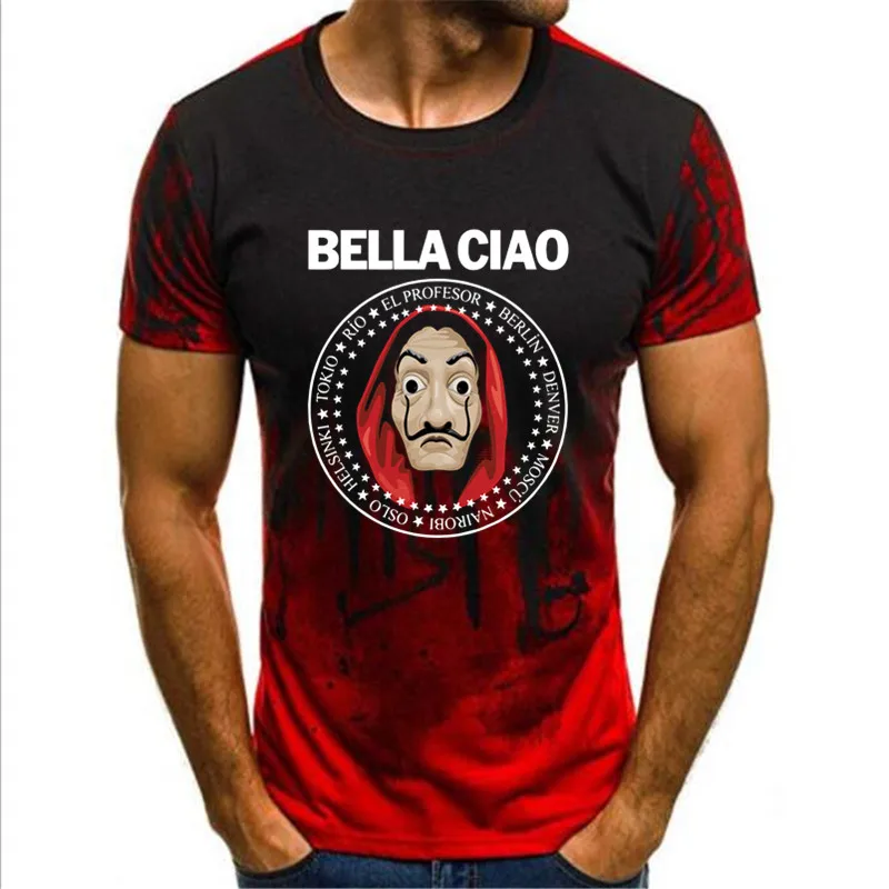 

Funny Design La Casa De Papel T Shirt Money Heist Tees TV Series Tshirts Men Short Sleeve House Men Camouflage T-shirt S-3XL