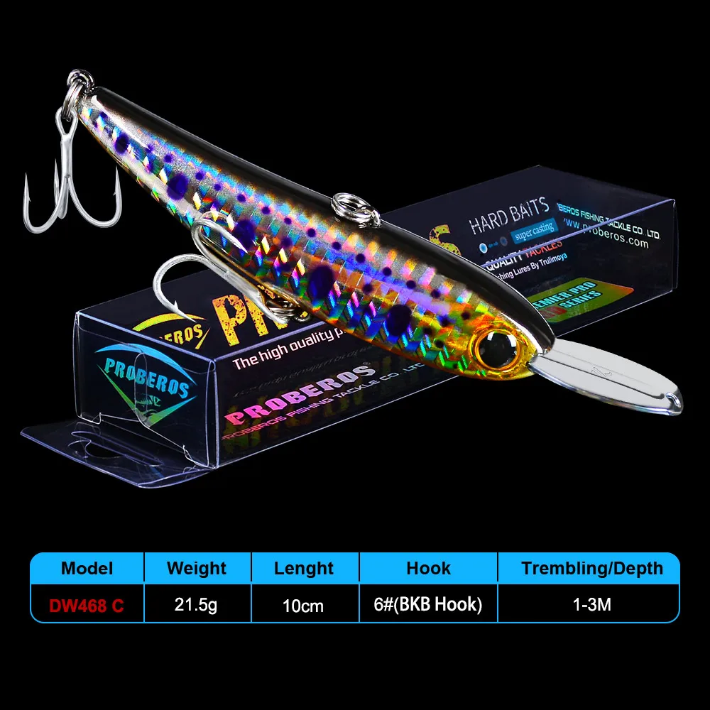 PRO BEROS 1 шт. блесна Рыболовная Приманка 10 см-3,9" Искусственный бас 21,5 г-0,76 унций приманки 6# крючок bkb твердый воблер снасти - Цвет: C