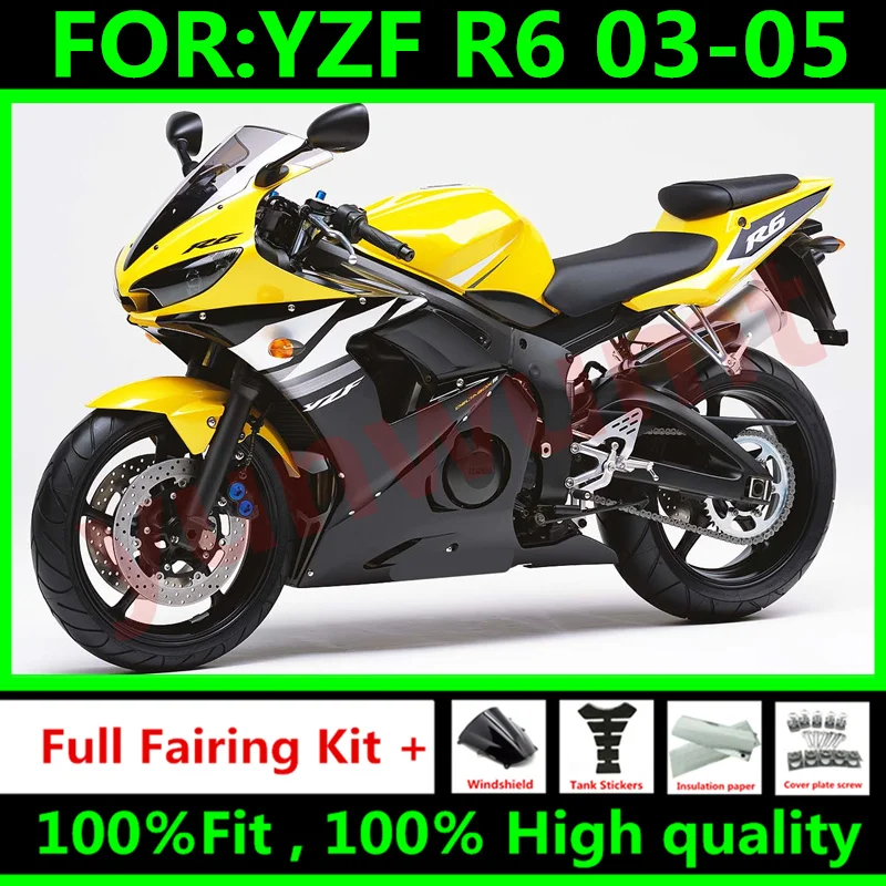 Новинка Обтекатели для мотоцикла ABS YAMAHA YZFR6 YZF R6 2004 YZF600 03 04 05 кузова 2003 - 2005 желтые