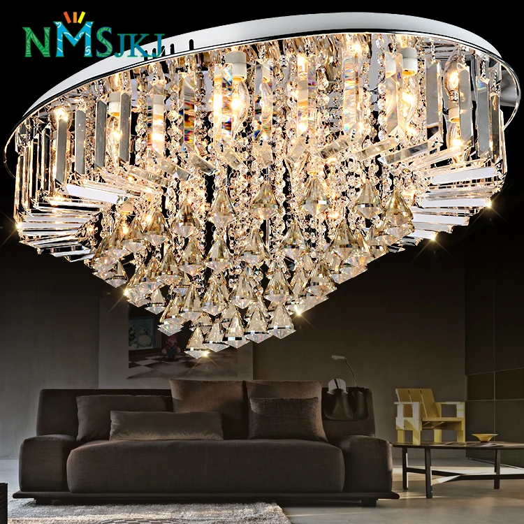 

Led Oval Chandelier Lamp Crystal Modern Style for Living Room Dining Room Lighting
