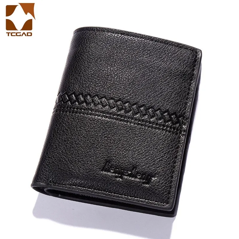 Portafoglio Da Uomo In Pelle Corto Portafoglio Uomo Tre Volte Nero E Porta Carte Di Caffè Portafoglio Per Uomo Tasca Con Cerniera