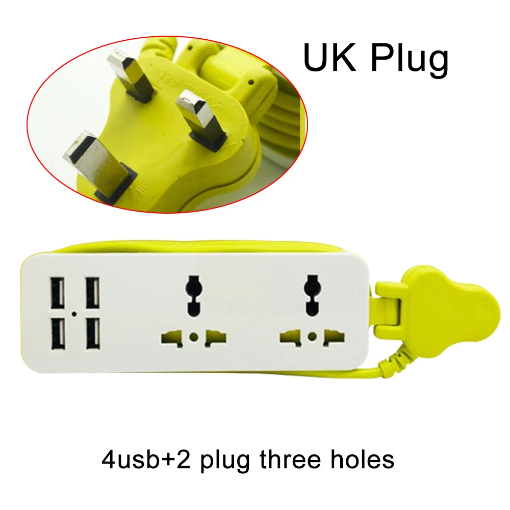 Штепсельная Вилка для ЕС/Великобритании/США, 4 USB, сетевой шнур, несколько разъемов, портативный кабель для мобильных телефонов, 1,5 м, для смартфонов, планшетов, 5 В, а/А - Цвет: Зеленый