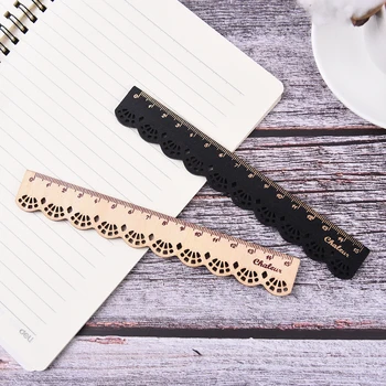 

Cute Kawaii Vintage Sweet Lace Sculpture Brown Wood Ruler Retro Black Ruler For Kid School Gift Stationery Student