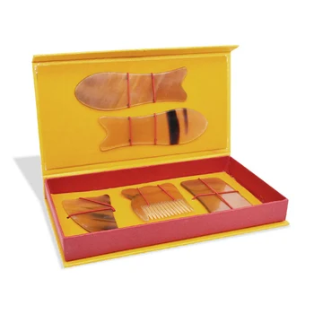 

5pcs Natural Ox Horn Scraping Massage Sets chinese medicine Acupressure Therapy muscle Scraping Apparatus Face Body health care