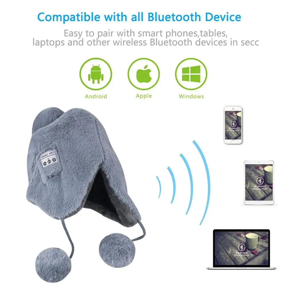 Новинка, Bluetooth стерео наушники, музыкальная шапка, зимние теплые беспроводные наушники, гарнитура с микрофоном, спортивная шапка для рождественских подарков