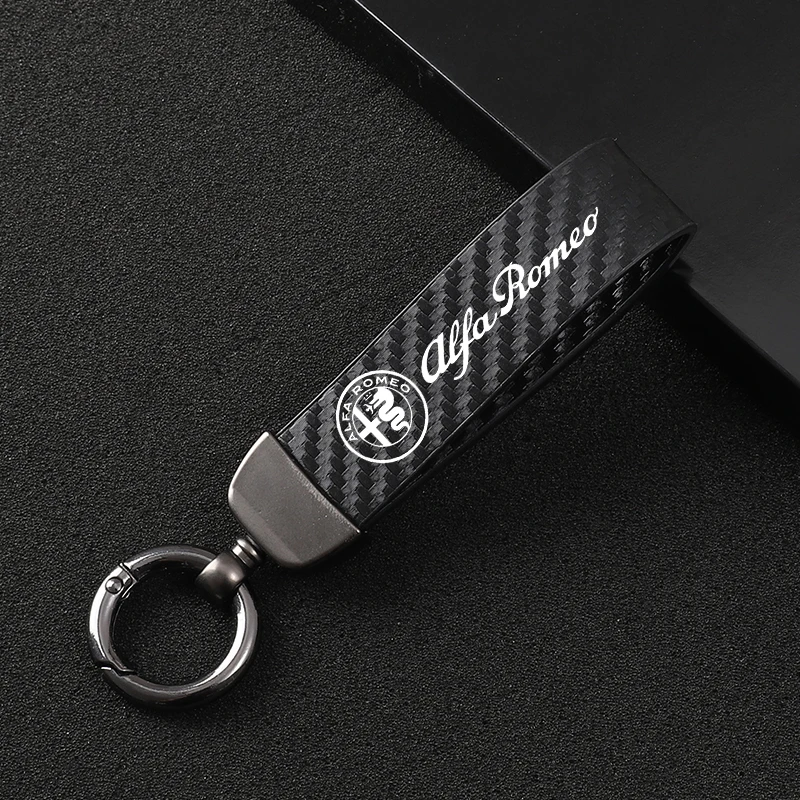 Luxury Carbon Fiber Car Logo Keychain Custom Auto Keyring Accessories For Alfa Romeo Giulia Stelvio Giulietta 159 147 156 Mito | Автомобили