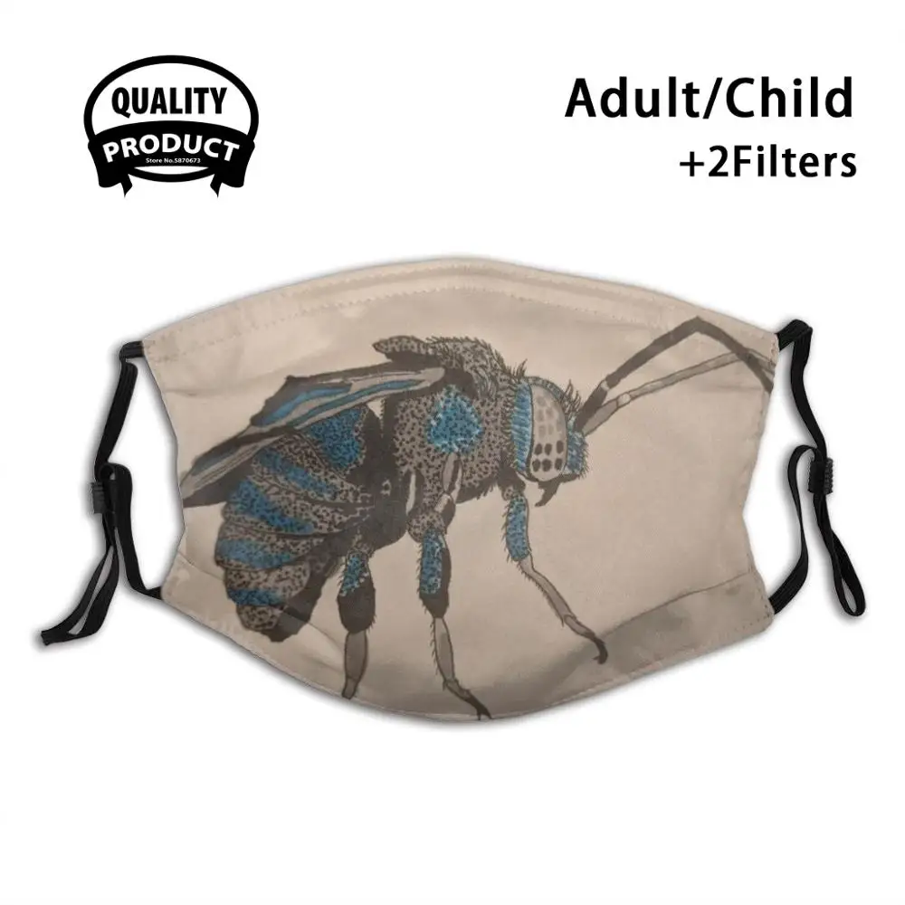 

A Blue Bee Reusable Mouth Mask Filter For Men Women Kids Native Bee Bee Wild Bee Blue Bee Insect Bee Drawing Ink Drawing Insect