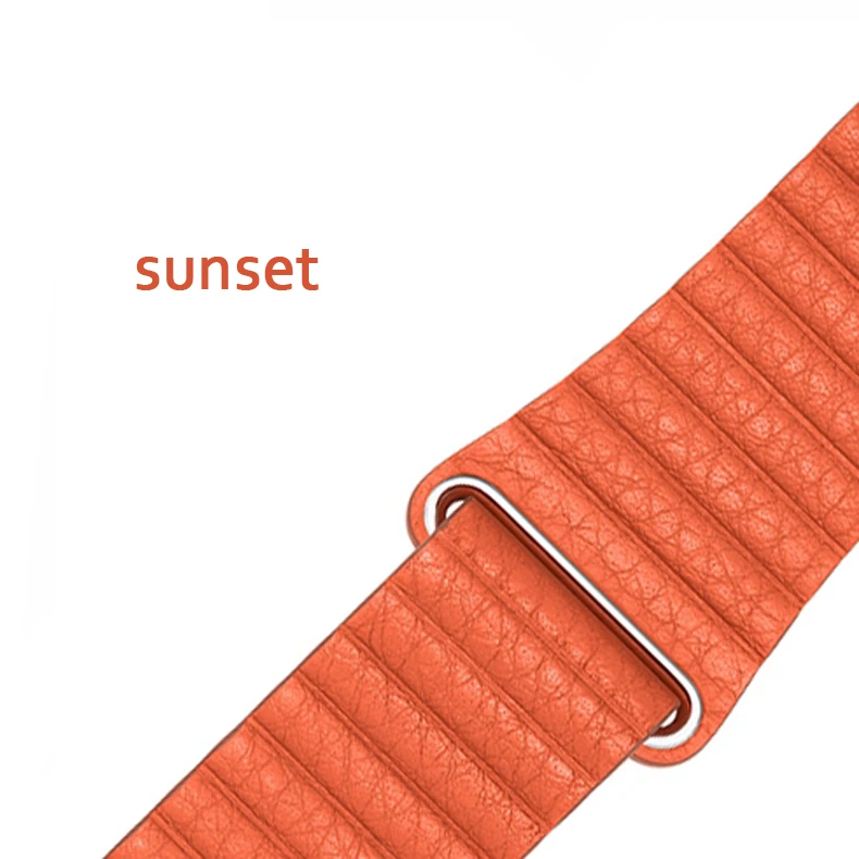 sunset Ремешок из натуральной кожи петлевой для apple watch band 44 мм 40 мм 42 мм 38 мм кожаный магнитный браслет iwatch 5 4 3 2 аксессуары - Цвет ремешка: sunset
