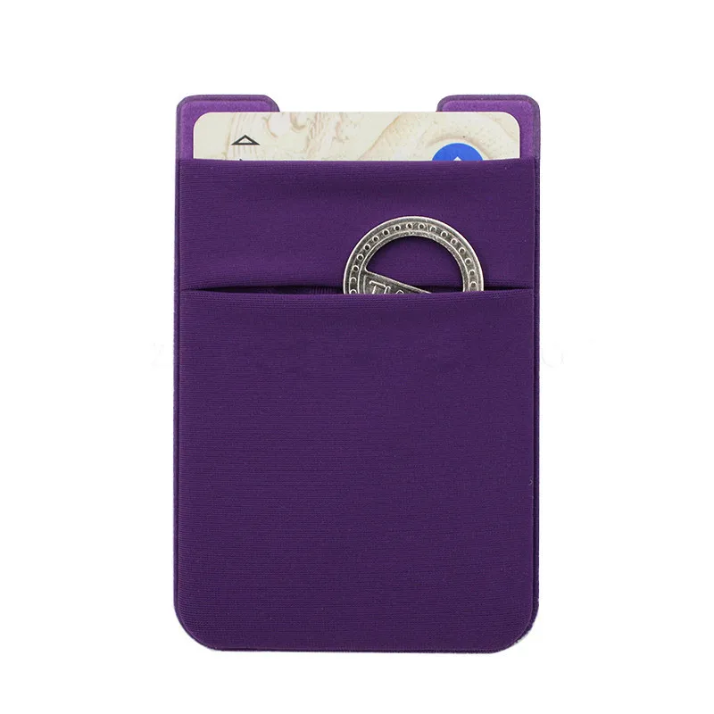 Purple ETya 1 шт. клейкая наклейка задняя крышка кредитный держатель для карт сумка чехол для сотового телефона Женский Мужской идентификатор автобуса карта портмоне для ключей - Цвет: Purple