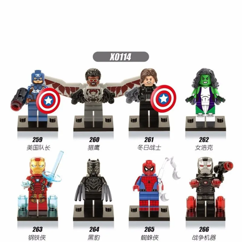 

8pcs/Set TAKARA TOMY Superhero series Building Blocks Bricks toy Iron Man Captain America Children's toys for Christmas