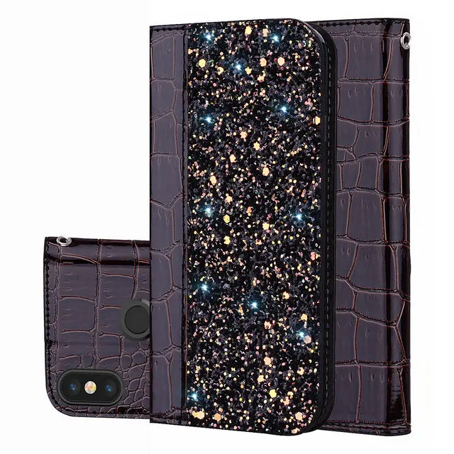Black brown Для Xiaomi mi A2 Lite чехол кожаный Funda Xiaomi mi A2Lite чехол Bling Флип-бумажник для Xiaomi mi A2 чехол mi a2 чехол mi A 2 Lite - Цвет: Black brown