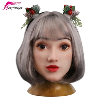 

Among Us Cosplay Halloween Costume Human Real Face Mask Silicone Female Mask Realistic For Cross Dresser Transvestite Drag Queen